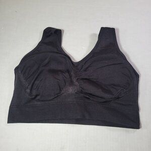 TrueKind Black Everyday Throw-On Wireless Bralette #91404 Size L
